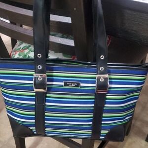 Kate Spade Blue and Green Striped Handbag